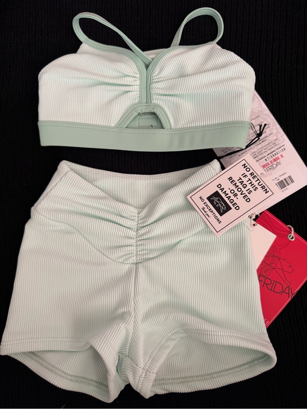 Tiger Friday Bottom CS Top CM Kids Mint Green Ribbed Matching Set - Brand: